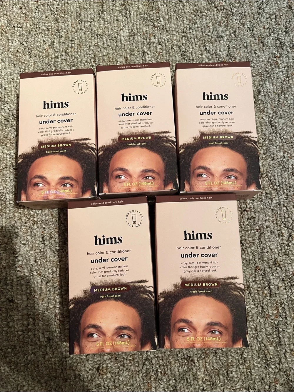 NEW lot of five (5) Hims Under Cover Hair Color & Conditioner – Medium Brown
